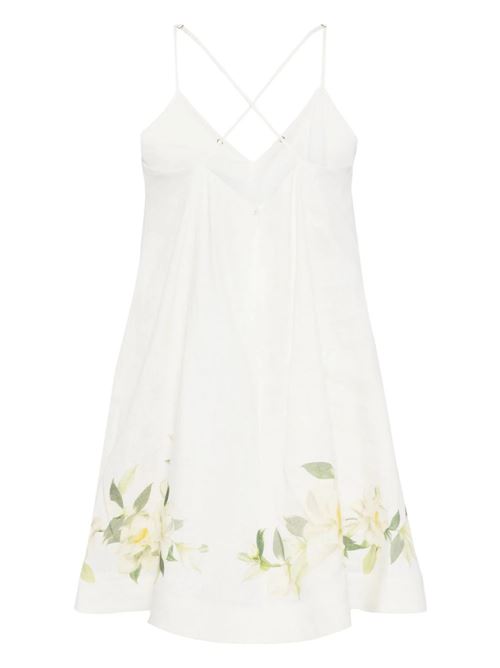 Vestito con stampa floreale in lino Zimmermann | 9990DS242IVORY MAGNOLIA